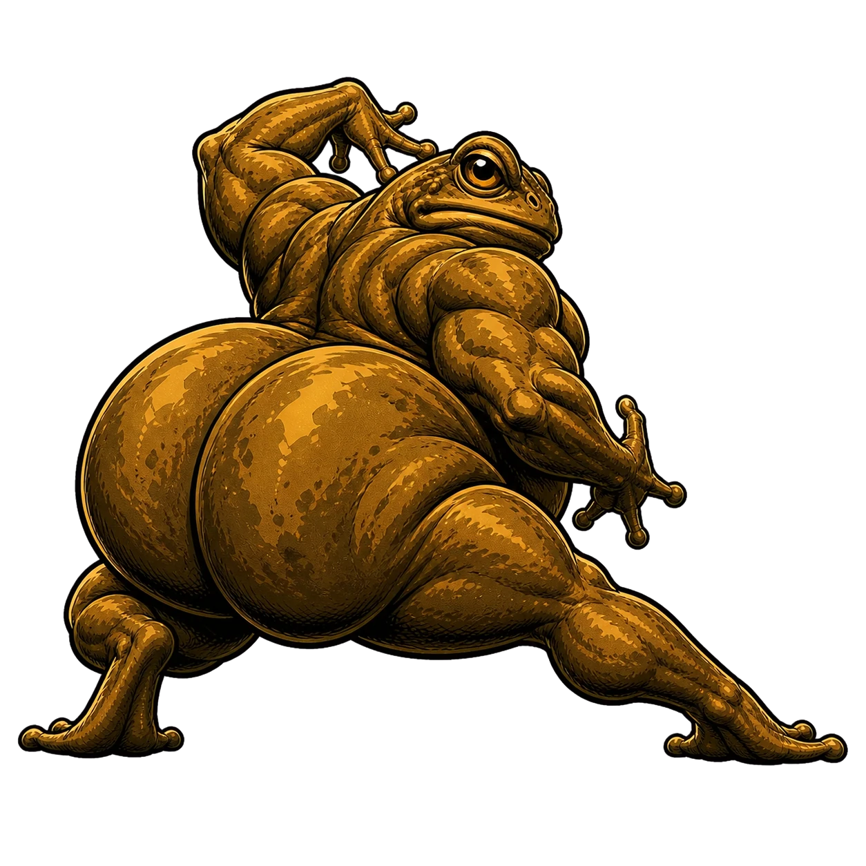 The thick frog in the third pose